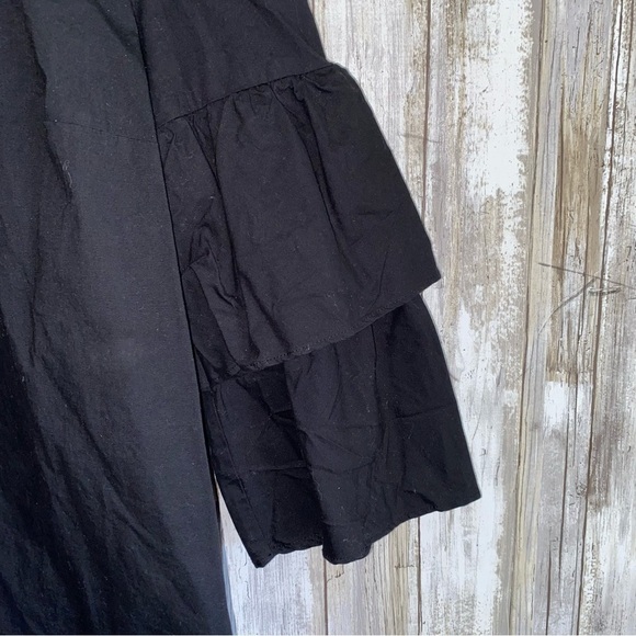 J. Crew Mercantile Black Tiered Bell Sleeve Blouse - Picture 3 of 5